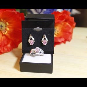 Beautiful Gorgeous Pink Opal Earrings/Ring SET